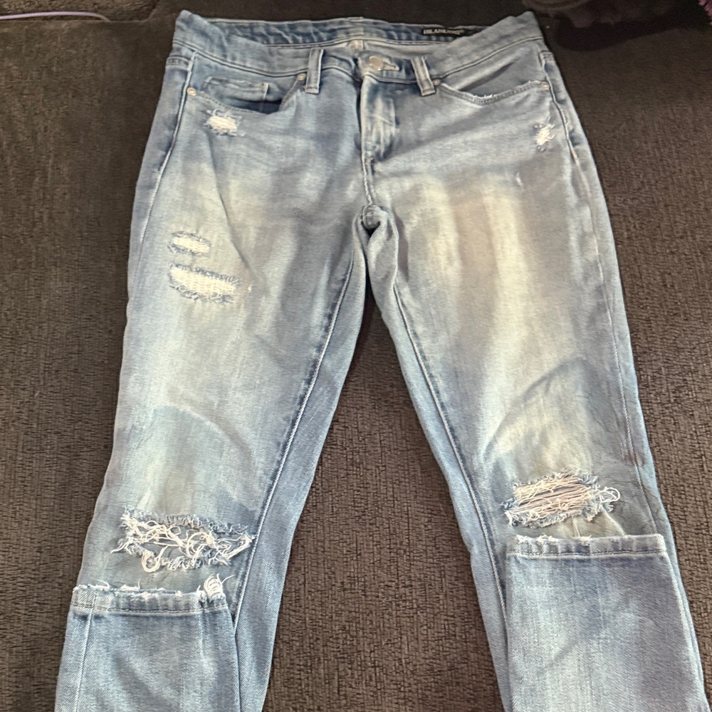 Blank NYC Light Blue Distressed Cropped Jeans